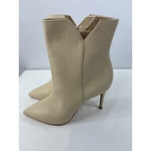 NIB Schutz Betsey Ankle Boot Eggshell Cream Leather Deluxe Nappa 9.5 B Stiletto
